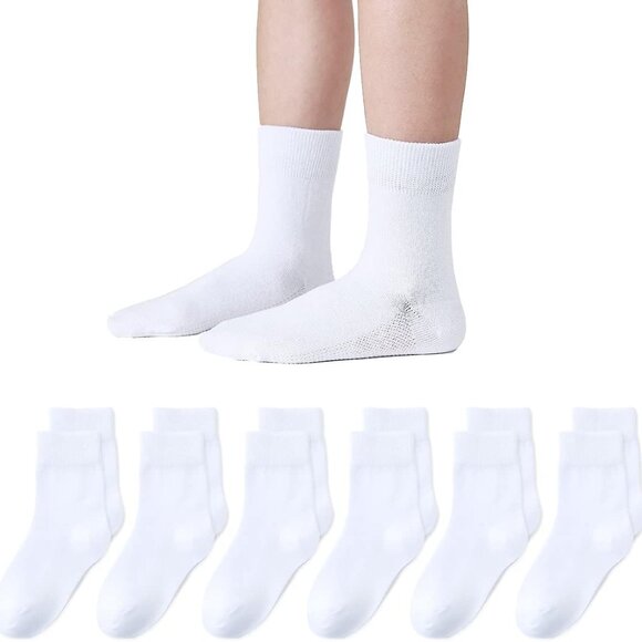 High-Quality Girls Crew Socks - Seamless Cotton Pack in Classic Colors (6 Pack) - Picture 1 of 7